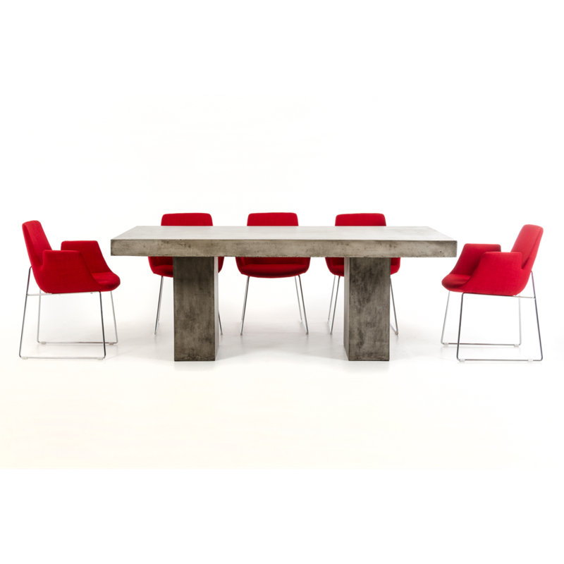 Orren Ellis Quitman 79'' Concrete Trestle Dining Table Wayfair